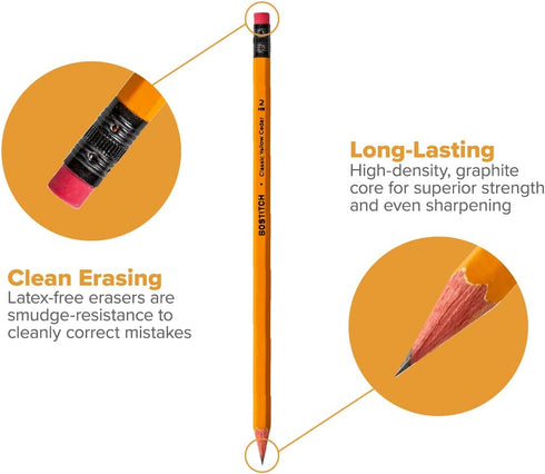 Bostitch Office Premium #2 Pencils, Pre-Sharpened American Cedar Wood, HB Graphite, 144-Pack