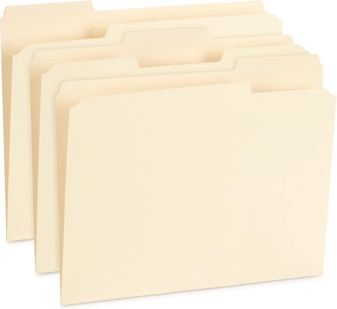 Blue Summit Supplies 100 Reinforced File Folders, 1/3 Cut Tab, Letter Size, Manila, Heavy Duty 14PT Paper