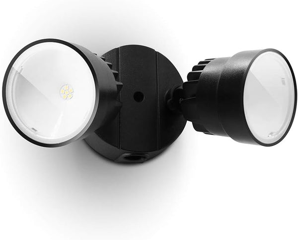 LUTEC P6221B 2000 Lumen 18 Watt LED Dual-Head Floodlight Outdoor, Switch Controlled