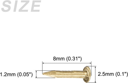 Small Nails (1.2x8mm) 80pcs, Brass Tiny Hardware Nails for Household Woodworking, Brass Tone