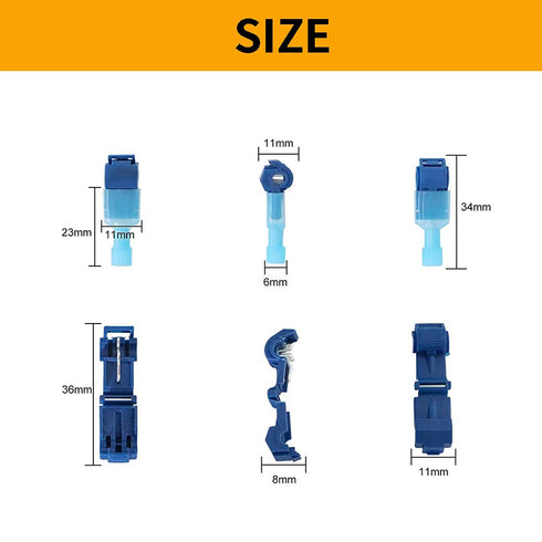 Vrupin 280 PCS T Tap Wire Connectors, Blue 18-14AWG Waterproof T Taps for Automotive Wiring, Self Stripping Quick