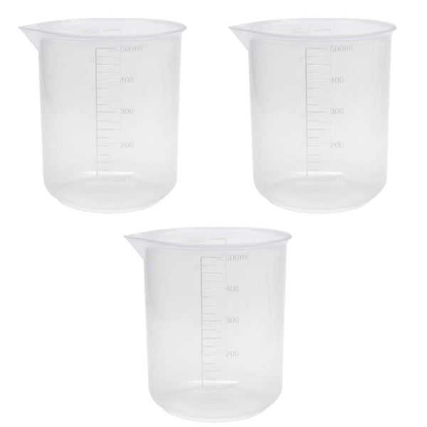 Sscon 3Pcs 500ml Lab Graduated Beakers, Transparent Plastic Measuring Cups for Laboratory Kitchen