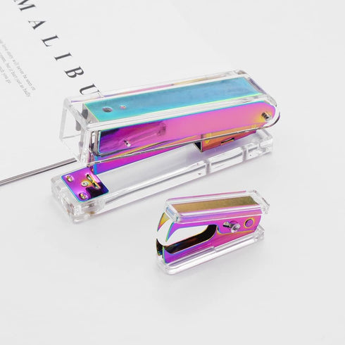 Clear Acrylic Rainbow Stapler, Colorful Desktop Stapler with Classic Modern Design, Gift Idea