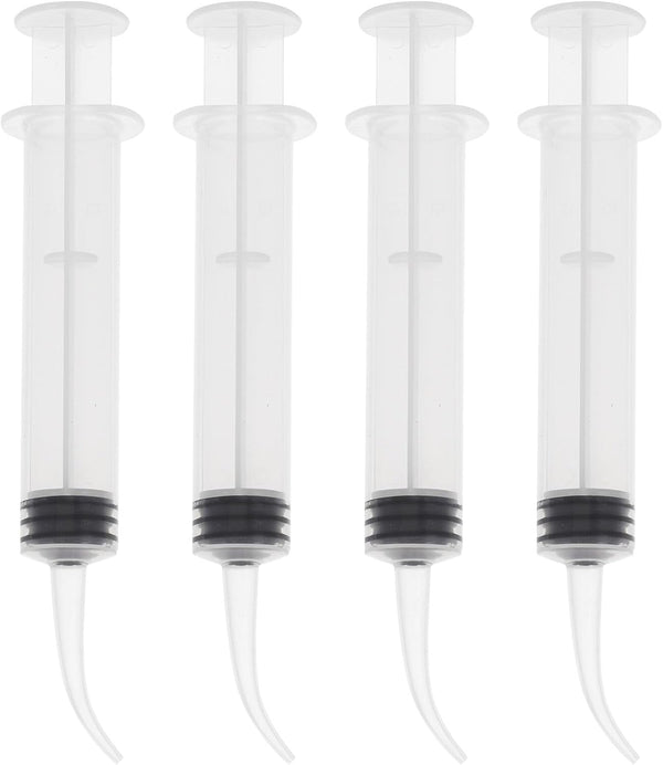 4pcs Disposable Dental Irrigation Syringe with Curved Tip Colostrum Syringes for Dental Care