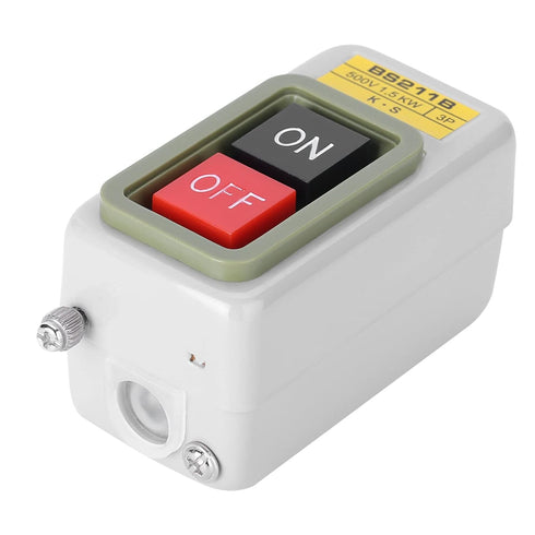 BS211B 3P AC Motor On Off Switch, Self-Locking Push Button Power Switch 220V/380V
