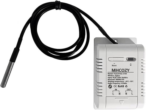 Zigbee Temperature Sensor Controller with Waterproof Probe, Tuya App Remote 16A Smart Switch (Zigbee Hub Needed)
