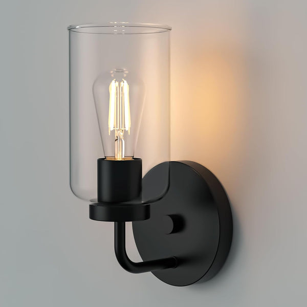Zevluck 1-Light Wall Sconce, Modern Wall Light Fixtures with Clear Glass Shade,