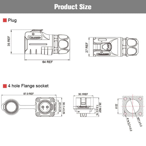 2 Pin Waterproof Connectors, M20 Power Connectors, Waterproof Electrical Connectors for Automotive and Marine
