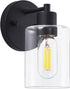 Black Wall Sconce,Wall Light Fixtures, Modern Bathroom Light Fixture with Clear Glass