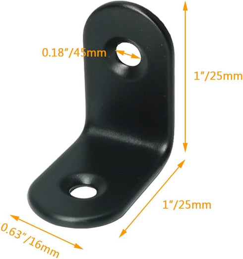 Corner Brace 25 x 25mm Stainless Steel Black Brace Corner Joint Fastener with Screws - 12 Pcs