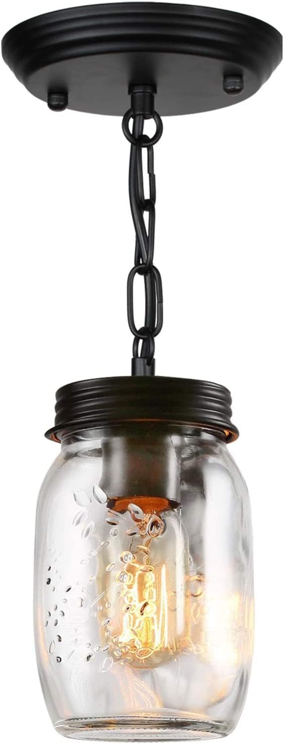 Glass Mason Jar Light Fixtures, 1-Light Kitchen Island Pendant Lighting Farmhouse Light