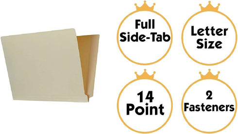 The File King Manilla End Tab File Folders with Prongs - Letter Size, Box of 50, Medical Chart File Folders