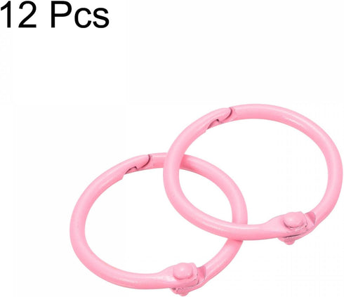 uxcell Loose-Leaf Binder Rings - 30mm/1.2 inch Metal Book Ring Key Holder, Pink, 12 Pack