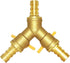 Joywayus 3/8" ID Hose Barb, Y Shaped Type 3 Way Brass Shut Off Ball Valve Fitting, Large Flow