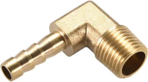 uxcell Brass Barb Hose Fitting, 90 Degree Elbow 6mm Barbed to 1/4 PT Male Pipe Adapter Connector, 2pcs