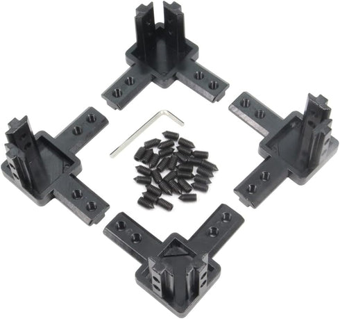 Zeberoxyz 4PCS Black 4040 Series 3-Way End Corner Bracket with M6 Screws for 8mm Slot T-Shape Aluminum Extrusion Profile