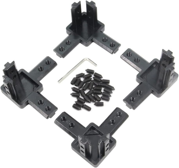 Zeberoxyz 4PCS Black 4040 Series 3-Way End Corner Bracket with M6 Screws for 8mm Slot T-Shape Aluminum Extrusion Profile