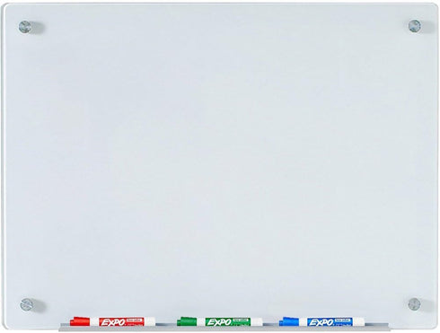 Audio-Visual Direct White Glass Dry-Erase Board Set - 2' x 1.5', Includes Hardware & Marker Tray (Non-Magnetic)