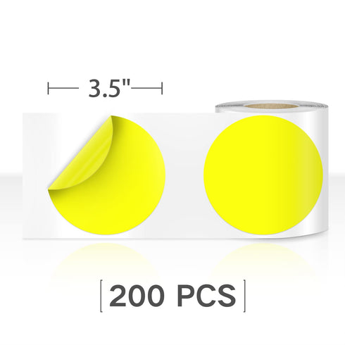EVQ 200 PCS Dot Shaped Floor Marking Tape - Social Distancing Floor Marker Decal, 3.5" Diameter, Yellow