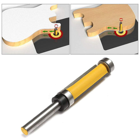 Mesee 2 Pieces Flush Trim Router Bit Set, 1/4 Inch Shank, Pattern Template Trimming Router Bits with Bearing Guide,