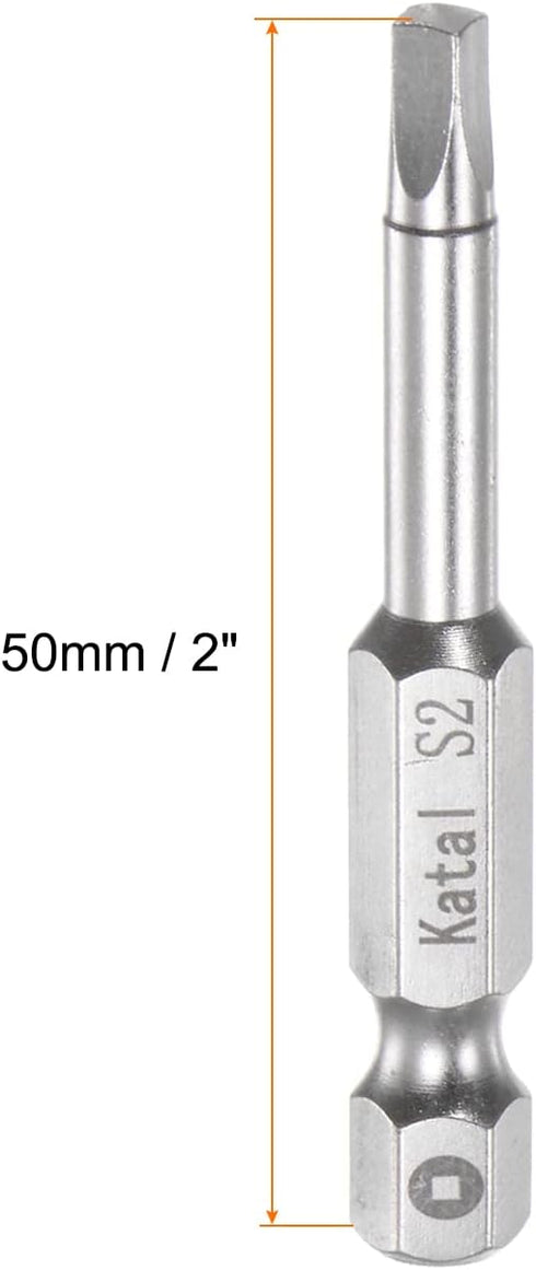 5pcs S2 Square Screwdriver Bit 1/4" Hex Shank 2" Length Magnetic Screw Driver Power Tool by HARFINGTON