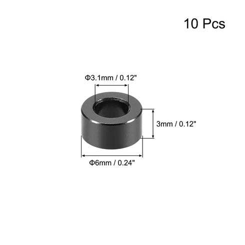 uxcell 10 Pcs Round Aluminum Standoff Column Spacer 3.1x6x3mm (IDxODxH) Black for Drone FPV Quadcopter Racing Parts
