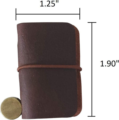 Miniature Notebook, Handmade Leather Cover, Portable Travel Sized Journal