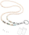 C&L Accessories Lanyards for ID Badges, Beaded Wooden Natural Stone Lanyard for Keys and Eyeglasses Chains (Amazonite