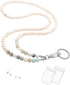 C&L Accessories Lanyards for ID Badges, Beaded Wooden Natural Stone Lanyard for Keys and Eyeglasses Chains (Amazonite