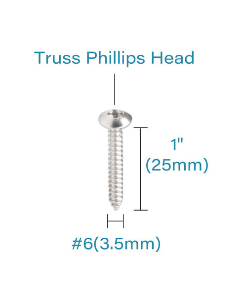 200Pcs #6 x 1 Truss Head Phillips Wood Screws, Stainless Steel 304 Self Tapping Screws by IMSCREWS