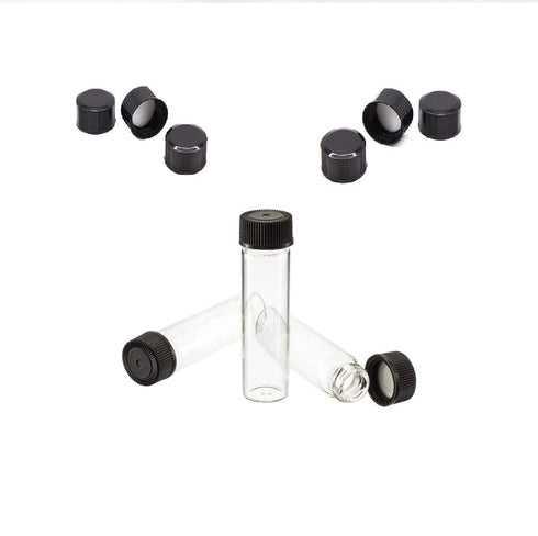 Pack of 100 Glass Vials, Clear with Black Phenolic Screw Caps (4ml)