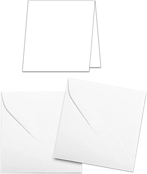 Premium 3" x 3" White Folded Card & Envelope Set, 50 Pack - Blank Folded Cards and White Envelopes for Floral Cards,