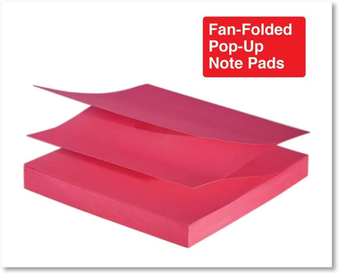 Universal UNV35611, 100 Sheet 3 in. x 3 in. Fan-Folded Self-Stick Pop-Up Note Pads, Assorted Bright Colors (12/Pack)