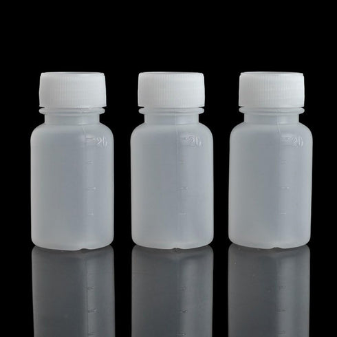 100Pcs 20ml PE Plastic Empty Small Mouth Graduated Lab Chemical Container, Sealing Liquid Medicine Bottles