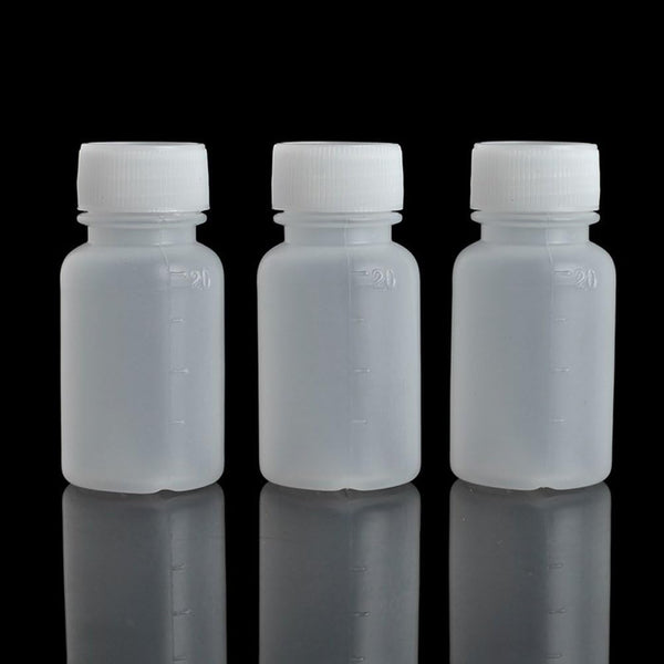 100Pcs 20ml PE Plastic Empty Small Mouth Graduated Lab Chemical Container, Sealing Liquid Medicine Bottles