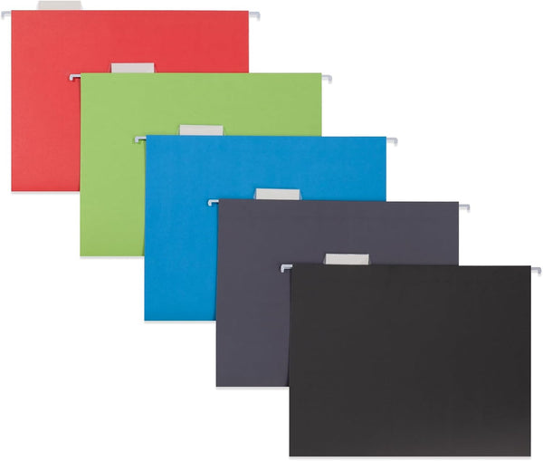 Oterri Hanging File Folders, Letter Size, Assorted Colors, 1/5-Cut Adjustable Tab, 25 Per Box