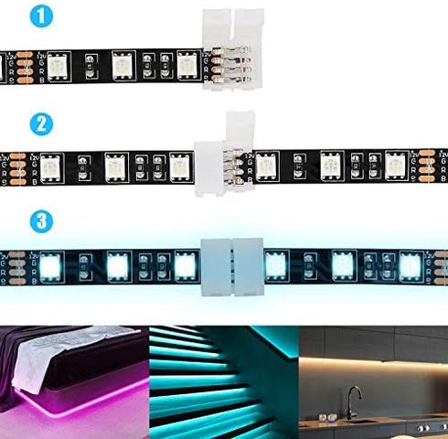 10Packs 4-Pin 10mm WENHSIN RGB LED Light Strip Connectors Unwired Gapless Solderless Adapter Terminal Extension