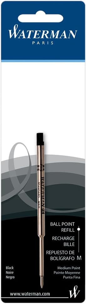 Waterman Ink Refill, Medium Point, Black for Ballpoint Pens (834254)