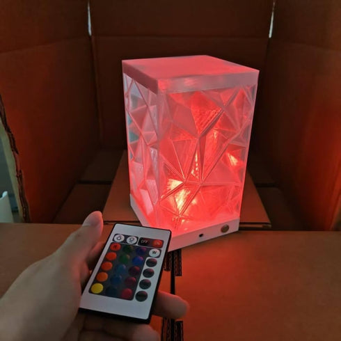Generic 3D 16 4 Modern Geometric Crystal Lamp with Remote Control, Color Changing LED Night Light with Adjustable