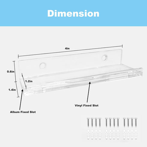 Vinyl Record Holder Storage Wall Mount Shelves, Clear Acrylic CD Rack Record Music Album Shelf 8 Pack for Wall Decor Display Kids Bookshelf Magazine Rack Picture Ledge Bedroom Living Room Kitchen by GMINCO