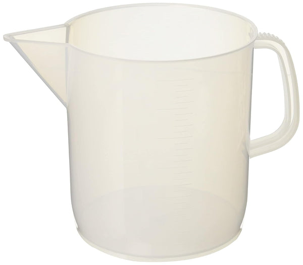 EISCO Plastic Pitcher, 3000mL (3L) - Short Form, Euro Design, Chemical Resistant & Autoclavable Polypropylene