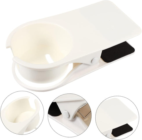 GLEAVI Large Thickened Desk Side Cup Holder Clip Sturdy Plastic Drinking Cup Clamp for Office Car Home Use Fits Most