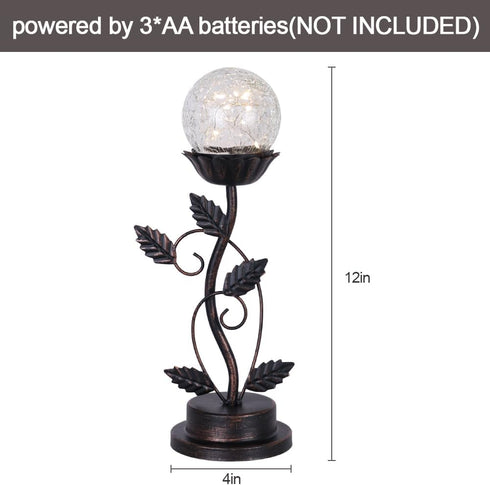 Bulb NEEDOMO Led Table Lamp Bedside Nightstand Lamps, Crackle Glass Ball Led with Bronze Metal Leaf Desk Lamp,Vintage