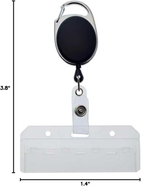Specialist ID Premium 2 Pack Carabiner Badge Reels with Half Card Holders - Secure Swipe Access for POS Cards