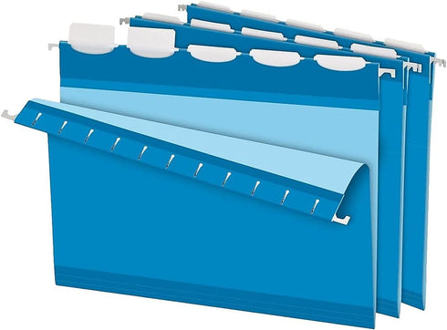 Pendaflex Ready-Tab Reinforced Hanging Folders, Letter Size, Blue, 5 Tab, 25/BX