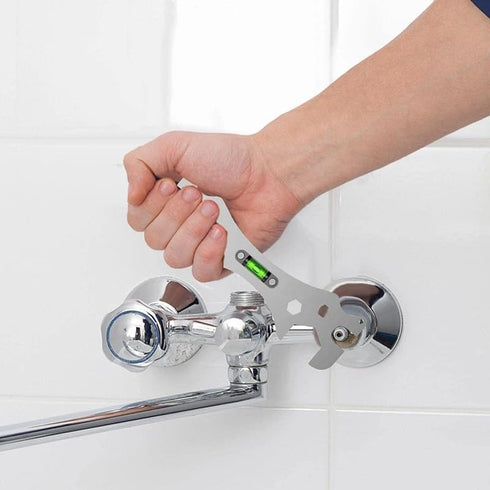 Faucet Wrench Spanner 9mm, 12mm, 14mm, 17mm, 23mm, 30mm Screw Nut Openings with Level for Shower Repair Bathroom Hose