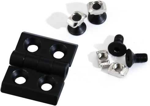2 Sets 2020 Aluminum Extrusion Profile Slot 6mm Door Handle and Frame Hinges Install Kit, 4pcs Black Zinc Alloy