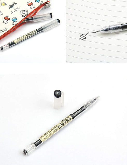 sencoo 5 Pack Gel Ink Black Pen Liquid 0.35mm Ultra Fine Ballpoint Pen for Office and School Stationery