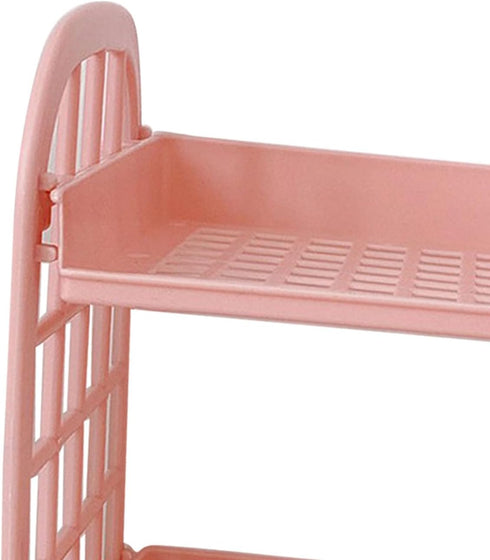 Glomora 2 Layer Desktop Shelf, Foldable Double Stacking Storage Rack with Side Guardrail, Cosmetic Stationery Organizer