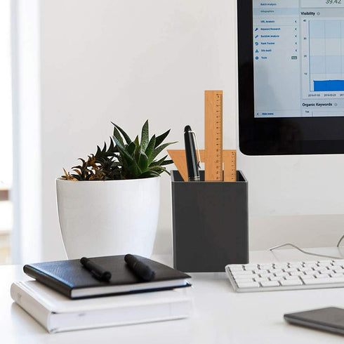 NIUBEE Black Acrylic Pen Holder 4 Pack, Desktop Pencil Cup Organizer for Office Desk Accessories